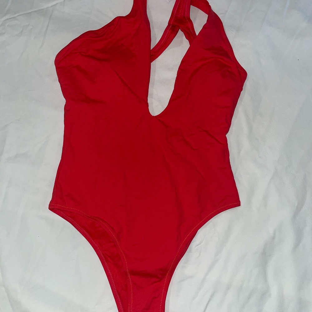 Zara Red One Piece Swimsuit Classic Design
